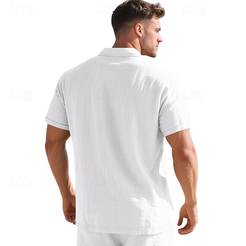 Miesten Polo Golfpaita liiketoiminta Kausaliteetti Classic Lyhythihainen Muoti Yhtenäinen väri Napit Tasku Kesä Kevät Normaali Musta Valkoinen Laivaston sininen Apila Khaki Vaalean sininen Polo 2025 - $18.99 –P13