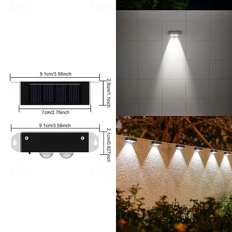 4 stk solcelle LED vegglamper utendørs vanntette solcelle veggvasker lys for bakgård hage gjerde vegg dekk trapper belysning landskap dekorasjon 2025 - $20.99 –P8