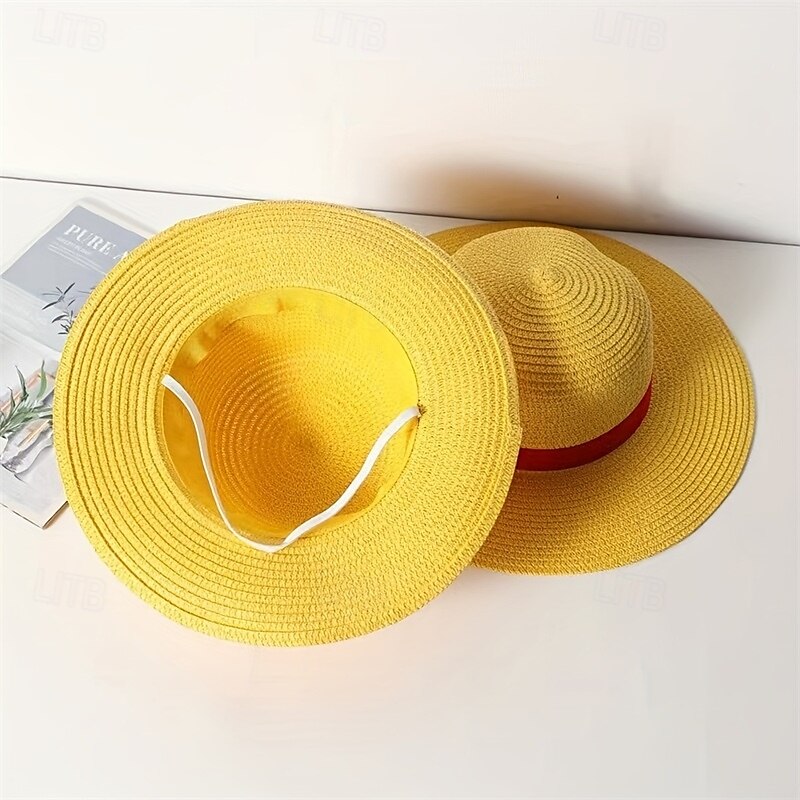 1pc Stroh Sonnenhut gelb Strohhut Damen Cosplay Sonnenschutz Performance Hut Herrenmode Hut atmungsaktiv runde Krempe Strohhut 2025 - $21.99 –P3