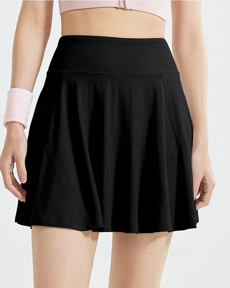 Femmes Couleur Unie Jupe décontractée Jupes de tennis Jupes de tennis avec shorts Plissé Poches Latérales Extensible Tennis Le golf Pickleball Bas Noir Ivoire Vert clair Spandex Vêtements de tennis de 2026 ? $17.99 –P10