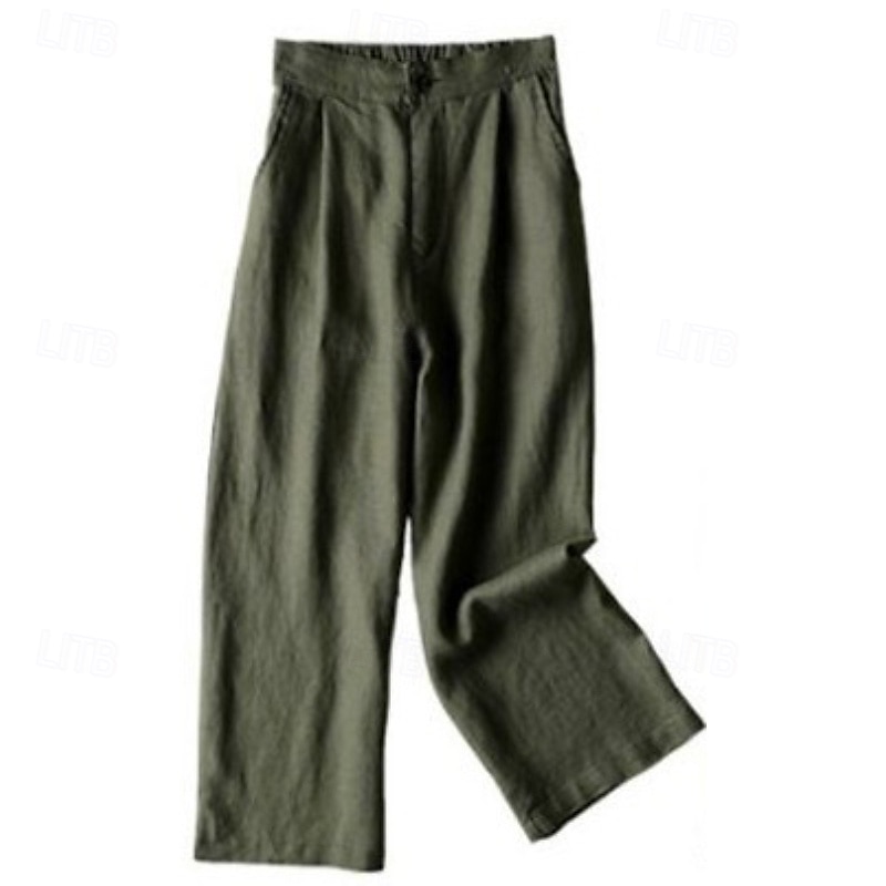 בגדי ריקוד נשים מכנסי כותנה פשתן מִכְנָסַיִים יום יומי עד לקרסול טבעי אחיד כיס אלסטית מותניים נוח חוץ בָּחוּץ חגים לבוש יומיומי כחול שמיים בהירים שחור לבן ורוד מסמיק קיץ רגיל 2025 - $23.99 –P8