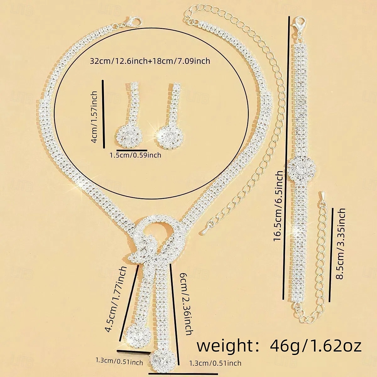 Brude smykker sett 1set Strass Legering Øredobber Halskjeder Armbånd Dame Elegant Mote Stilfull Smykkesett Til Bryllup Fest Spesiell Leilighet 2025 - $21.99 –P5
