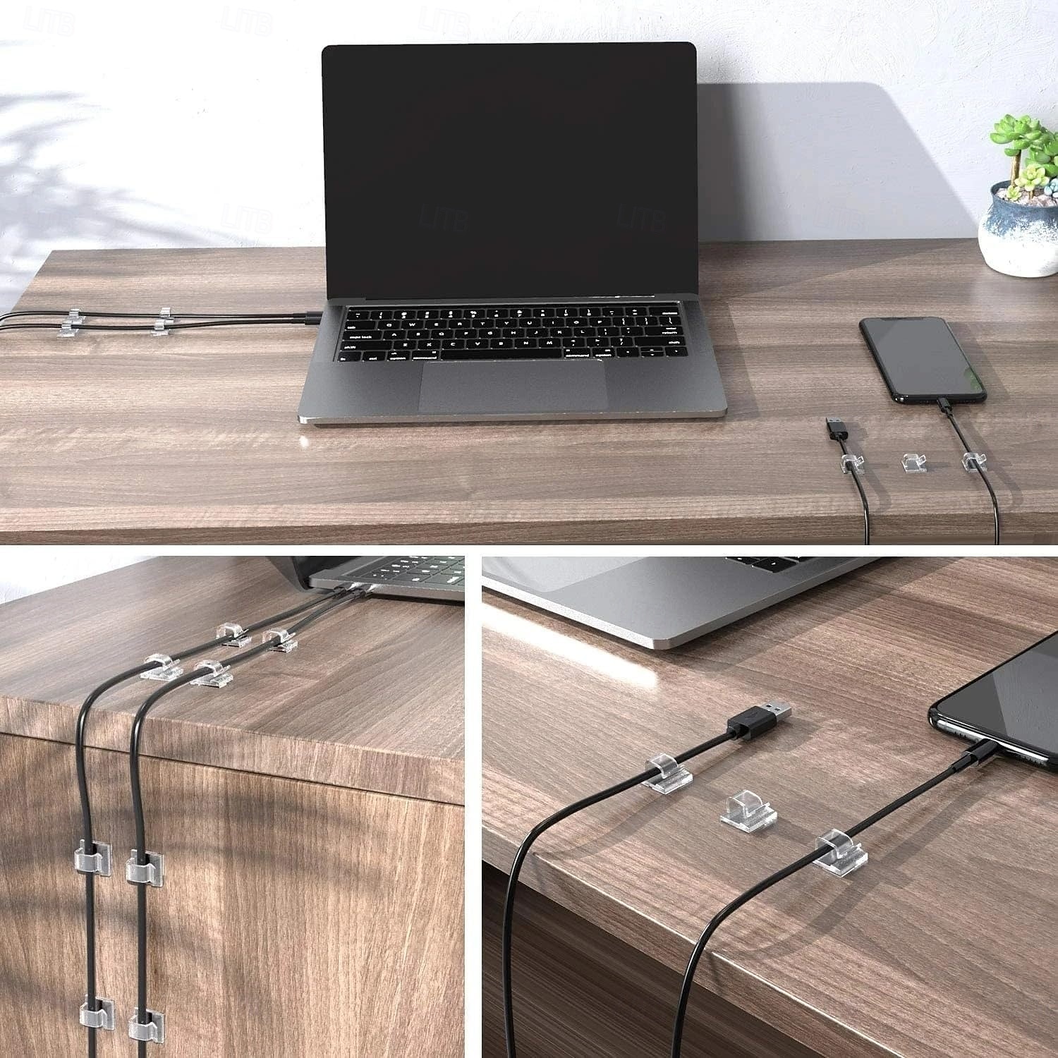 50db öntapadó kábelrendező klipek kábelkezelő vezetéktartó usb töltő adatvonal orsó csévélő falra szerelhető kampók 2025 - $3.99 –P10