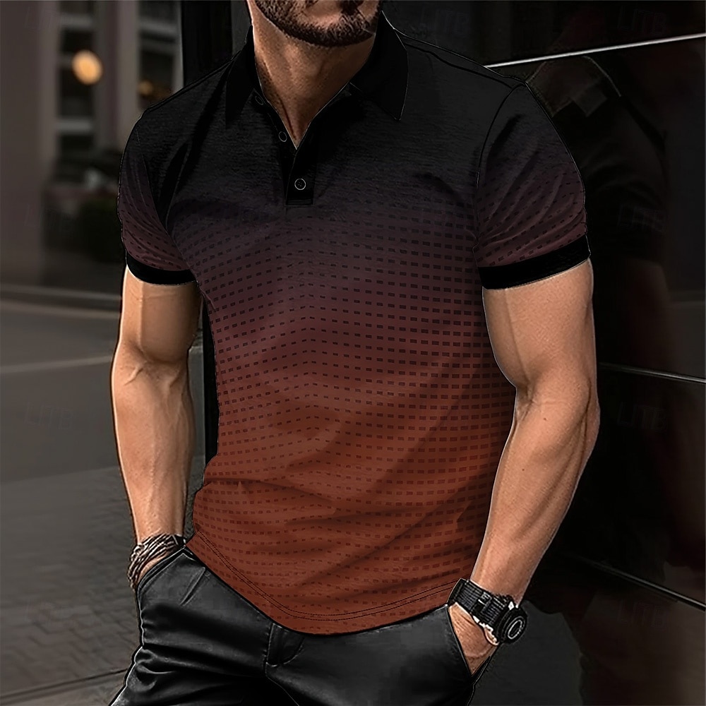Per uomo Geometrico Polo Manica Corta Magliette polo Camicie con Colletto Business Casual Scuola All'aperto Athleisure Abbigliamento quotidiano Stampa 3D Estate azzurro cielo Azzurro cielo Viola del 2025 a $23.99 –P7