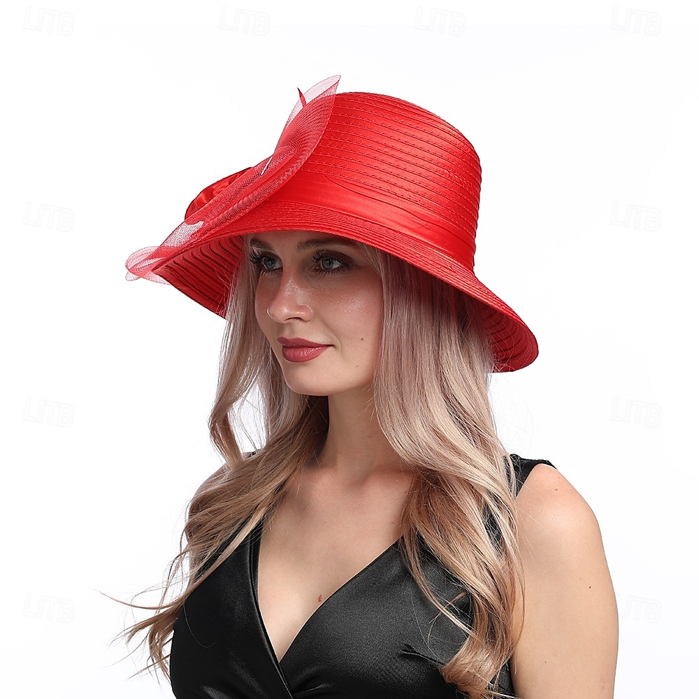 Hatter Organza Solhatt Ferie Te Fest Hesteveddeløp Cocktail Elegant Vintage Søt Med Blomster Hodepryd Hodeplagg 2025 - $31.99 –P24