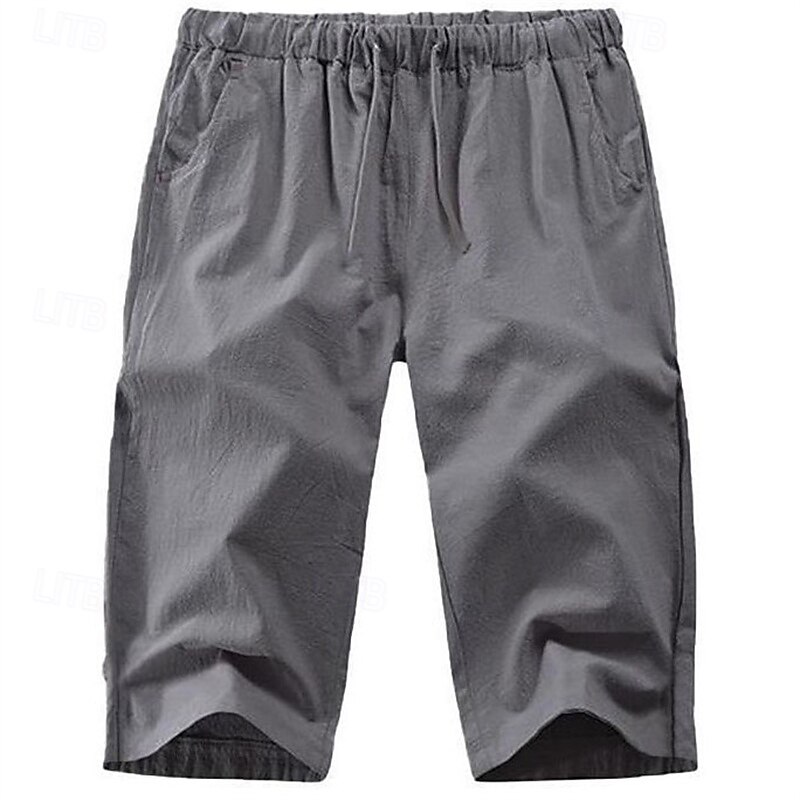 Homens Calças Capri Shorts de linho Shorts de verão Shorts de praia Bolsos Com Cordão Cintura elástica Tecido Conforto Respirável Comprimento da panturrilha Férias Feriado Praia Havaiana Boho Preto de 2025 por $16.49 –P7