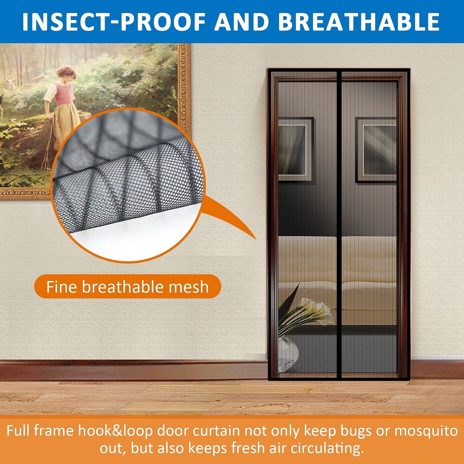 Hands Free Mesh Screen Door Net Door Magic Curtain with Heavy Duty Magnets Full Frame Velcro Mesh Curtain fit up to 34x82 Inches Door 2025 - $27.99 –P1