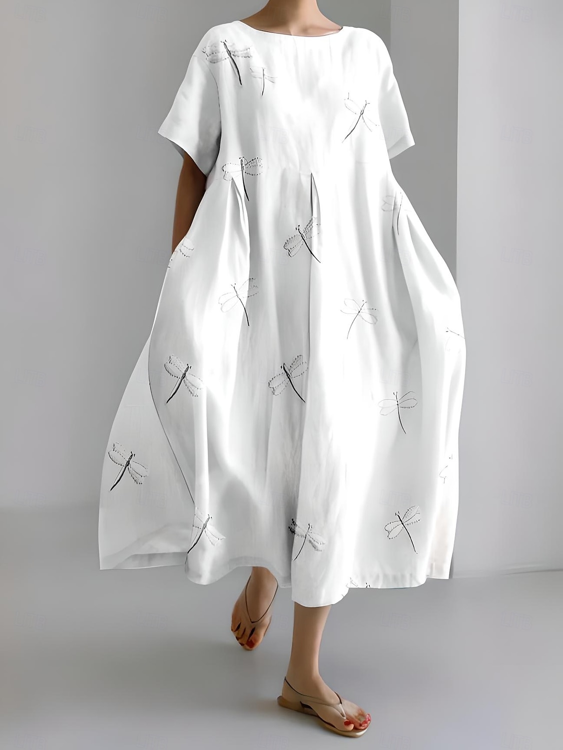 Damskie Sukienka maxi Sukienka letnia Sukienka A line Letnie sukienki Urlop Codzienny Styl plażowy Codzienny Święto Wyjściowe Luźna Graficzny Ważka Krótki rękaw Półgolf Fioletowy Brązowy Zielony Lato 2025 - $36.99 –P1