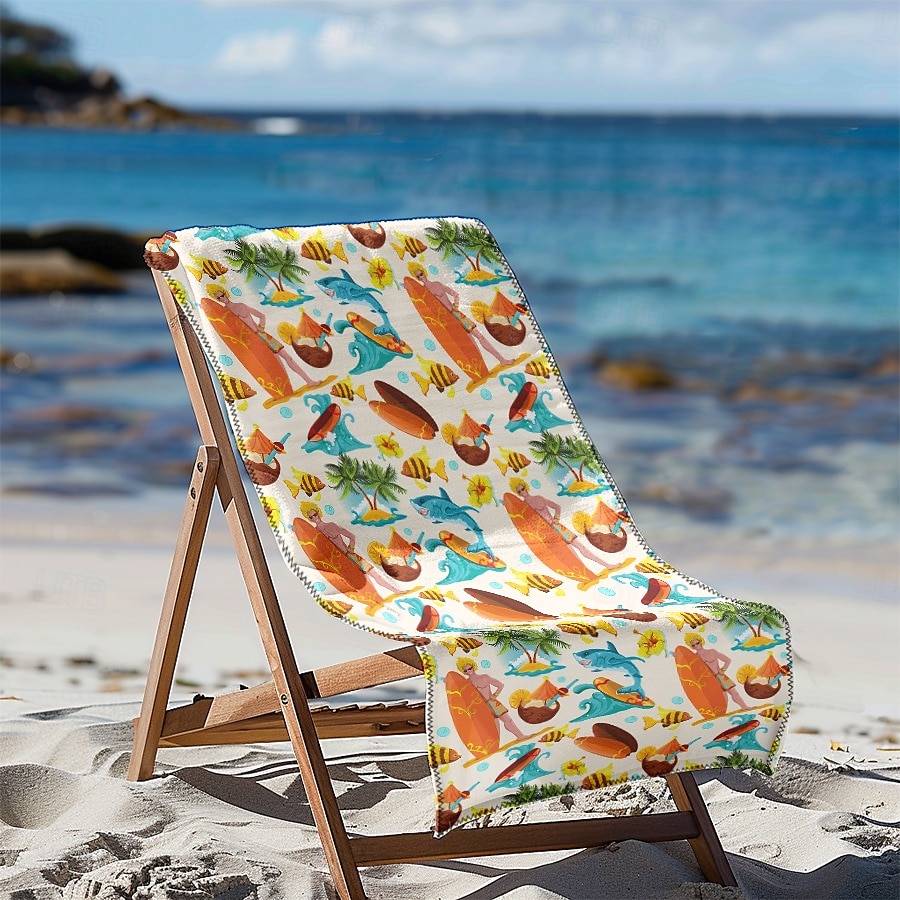 bedrucktes Strandtuch, leichte, schnelltrocknende, sandfreie Stranddecke, ideal für Reisen, Pool und den Einsatz im Freien 2025 - $10.99 –P8