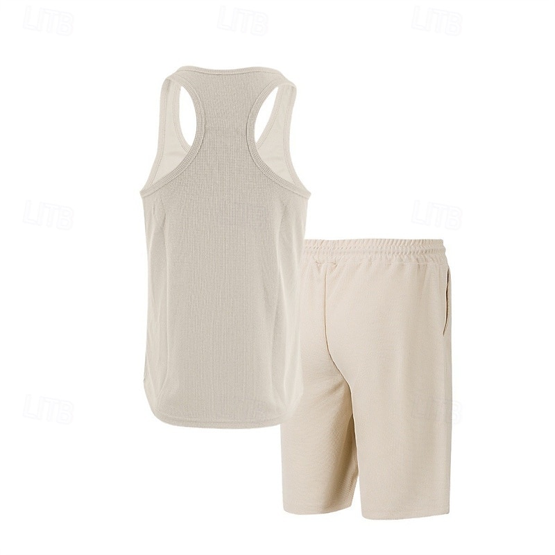 Hombre Tanque Chaleco Trajes de camiseta Trajes de 2 piezas Sin Mangas Cuello Barco Verano Plano Moda Casual 2 Piezas Vacaciones Ropa Cotidiana Noche Blanco Vino Verde Oscuro Camiseta superior para 2025 - $28.99 –P6