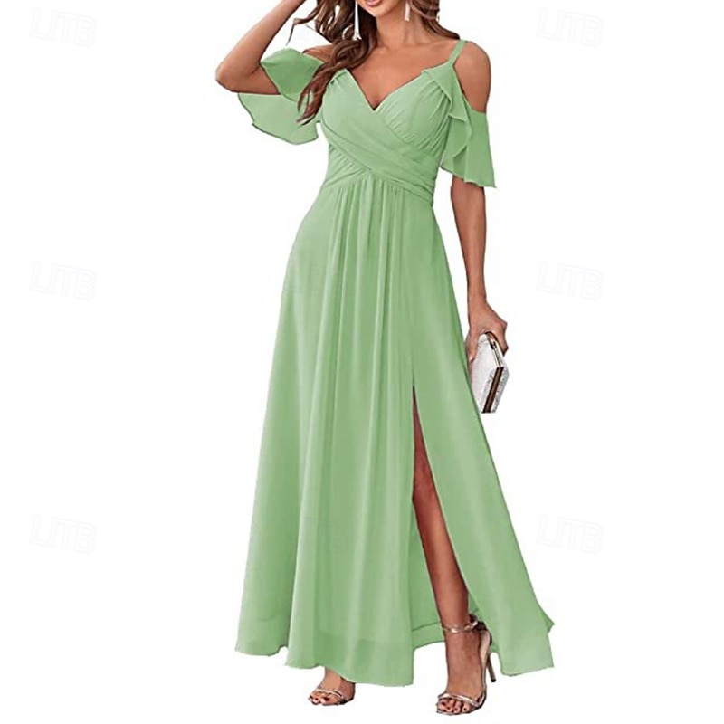 Femmes Robe Longue Maxi Robe Robe de Bal Robe de Soirée Robe de Cocktail Mode Soirée Occasion Spéciale Date Coupe régulière Uni Manche Courte Col en V Jaune Vert Claire Bleu Vert Été de 2025 ? $31.99 –P8