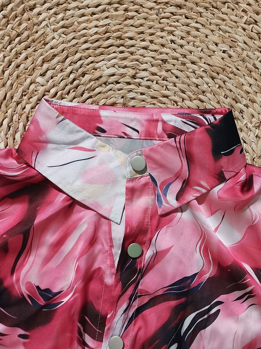 Mulheres Camisa Social Gráfico Cores Gradiente à moda Casual Manga Longa Colarinho de Camisa Tops regulares Diário Botões Imprimir Rosa Azul Roxo Verão Primavera de 2025 por $17.99 –P3