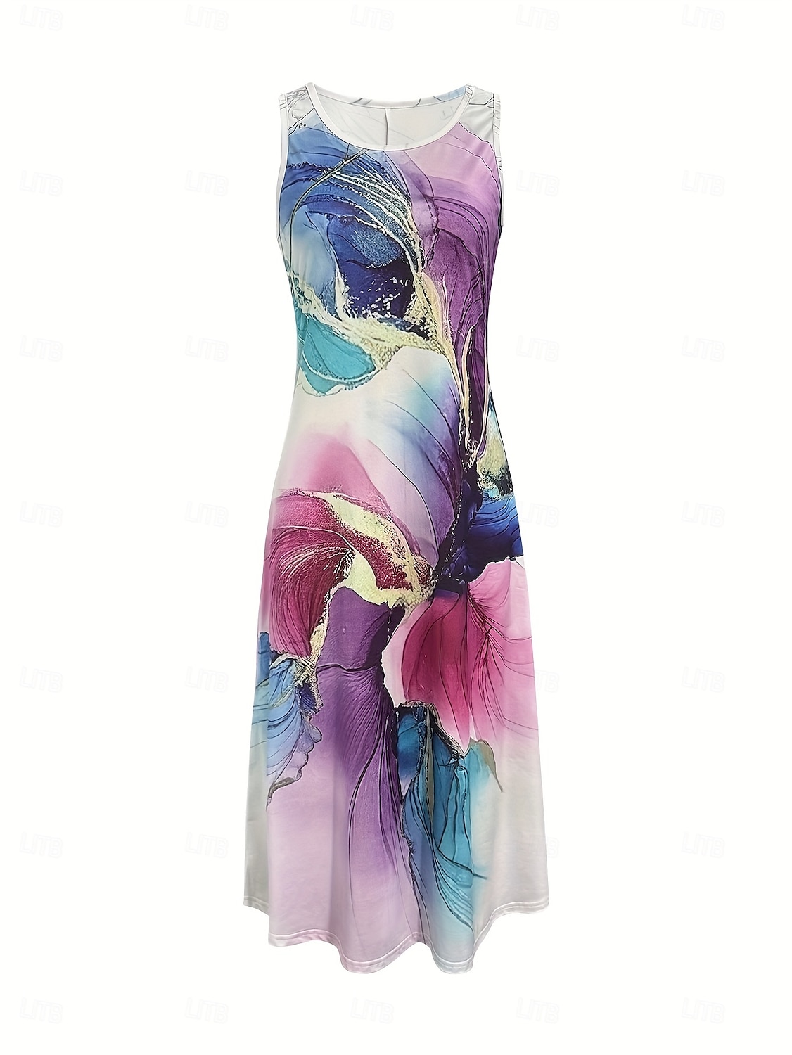Pentru femei Rochie Maxi Rochie de Vară Rochie de vară Casual Zilnic Concediu Plajă Potrivire Largă Grafic imitație de marmoră Fără manșon Stil Nautic Roz Îmbujorat Vară 2025 - $36.99 –P2