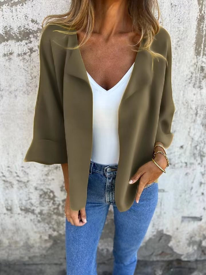 Women's Plus Size Summer Tops Solid Color Casual Long Sleeve Shirt Collar Regular Tops Going out Weekend Black Yellow Army Green Red Blue Summer 2025 - $26.99 –P4