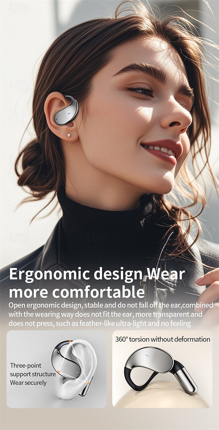 Open Ear Bluetooth Ear Hook Headphones with AI Translation Long Battery Life for Sports and Travel 2025 - €26.9 –P2