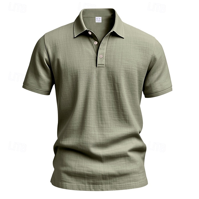 Miesten Polo Golfpaita liiketoiminta Kausaliteetti Classic Lyhythihainen Muoti Yhtenäinen väri Napit Tasku Kesä Kevät Normaali Musta Valkoinen Laivaston sininen Apila Khaki Vaalean sininen Polo 2025 - $18.99 –P3