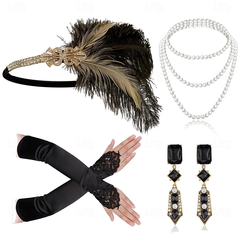 1920-as évek A nagy Gatsby Flapper fejpánt A nagy Gatsby Toll Retro Csillogó glitter Jelmez Női Farsang Valentin nap Álarcos mulatság Party estélyi viselet Álarcos mulatság Fesztivál Felnőttek 2025 - $24.99 –P1