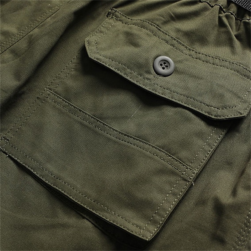 Муж. Шорты-карго Шорты Летние шорты Кулиска Эластичная талия Мульти карман Полотняное плетение Комфорт Пригодно для носки До щиколотки на открытом воздухе спорт Повседневные Мода На каждый день 2025 - $23.99 –P10