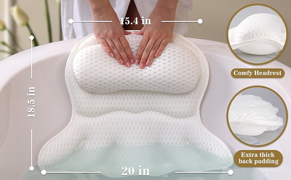 Ванная подушка роскошная подушка для ванны подушки для ванной для поддержки шеи и спины эргономичная подушка для ванны с 4D воздушной сеткой + 6 мощными присосками отличные спа-подарки аксессуары для 2025 - $28.99 –P4