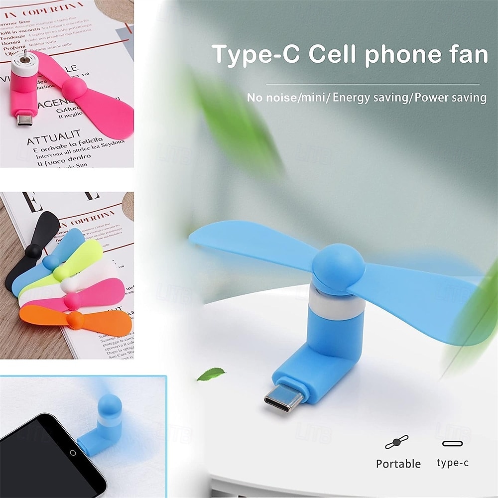 5 sztuk mini przenośnego wentylatora typu C – wentylator do ładowania przez USB ręczny wentylator do chłodzenia dla telefonów z systemem Android 2025 - $16.99 –P2