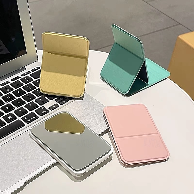 2025年 PUレザー製コンパクトでかわいいポケットミラー、ポータブルデスクトップミニメイクアップミラー、寮、卓上、オフィス用、PUレザー製調節可能な手持ち折りたたみミラー  コレクション – $12.49 –P7