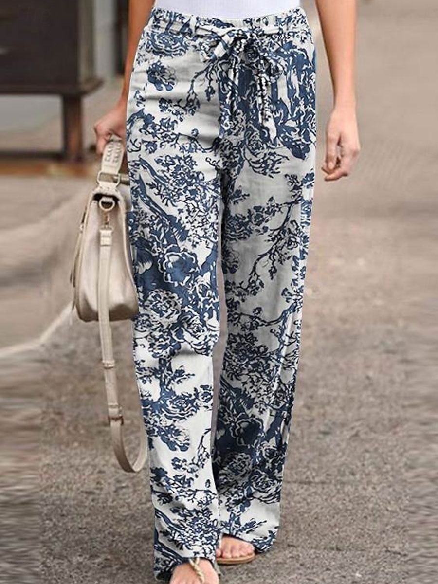 Pantalones holgados de pierna ancha para mujer moda streetwear de largo completo alta cintura gráfico bolsillo cinturilla elástica cómodos suaves cómodos microelásticos al aire libre calle blanco 2025 - $17.99 –P1