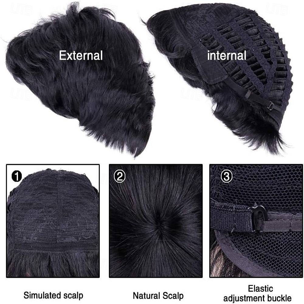 Mens Wigs Short Black Wig for Men Natural Synthetic Layered Wigs Replacement Wig for Male Daily Wear Party Cospaly Costume Halloween 2026 - $25.99 –P7