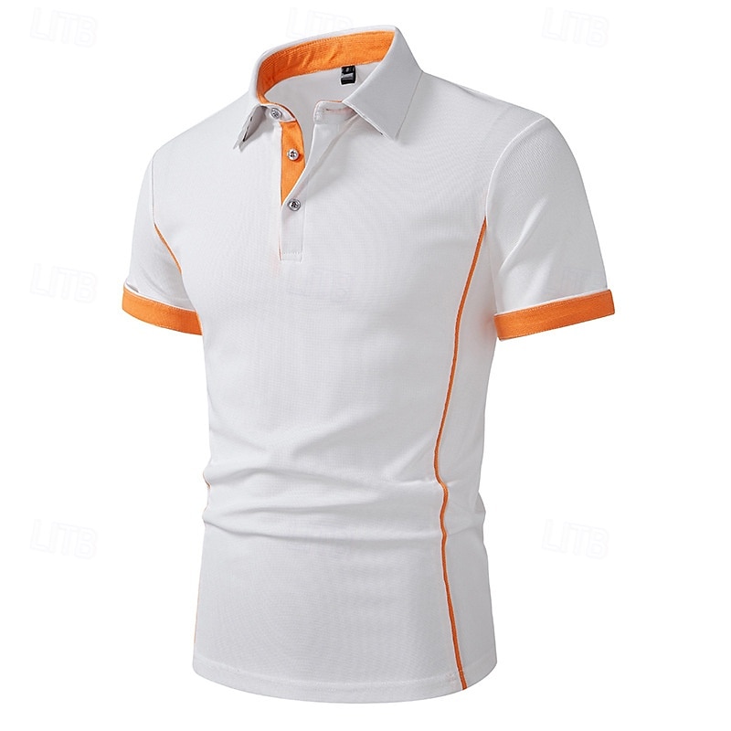 Per uomo Magliette Polo a Nido d'Ape Maglia da golf Lavoro Casuale Bavero Manica Corta Essenziale Moderno Blocco di colori Patchwork Bottoni Estate Vestibilità regolare Nero Bianco Blu marino Verde del 2025 a $18.99 –P3