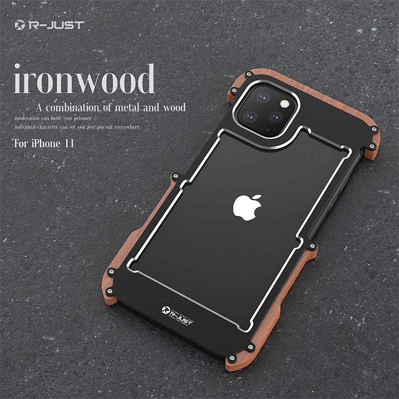 Wood Metal Bumper Frame Case for iPhone 15 Pro Max 14 Plus 13 12 11 Pro Max X XR XS – 4-Corner Shockproof Protection, Solid Color Aluminum Alloy Edge Cover 2025 - $36.99 –P7