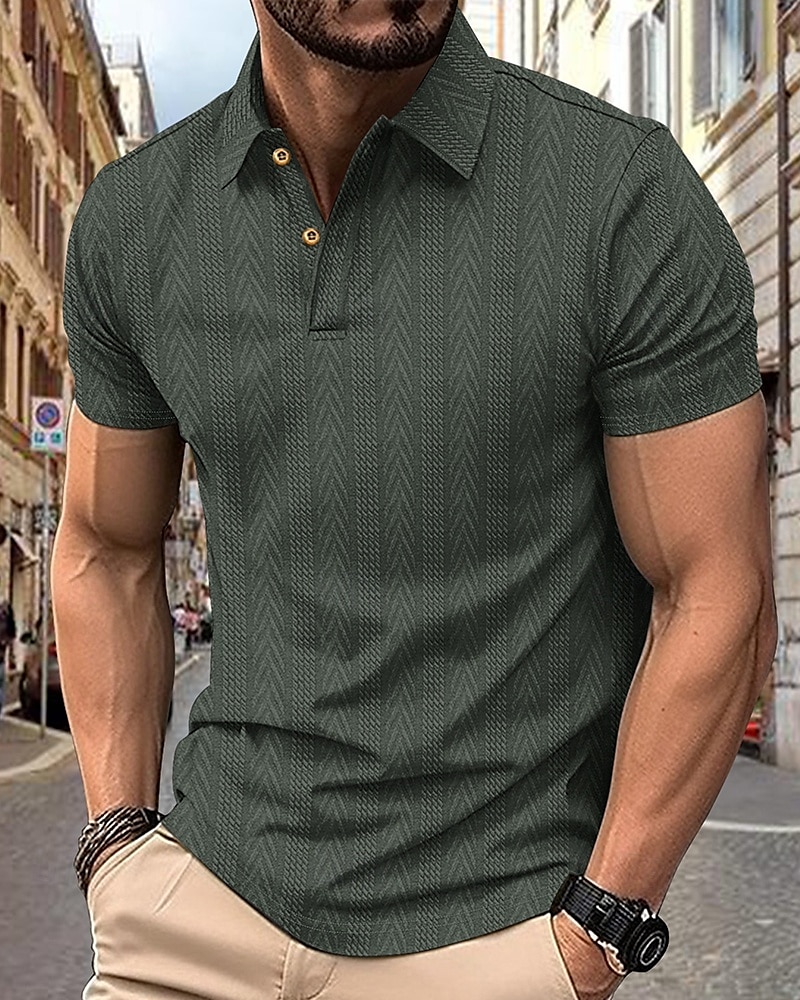 Men's Golf Shirt Golf Polos Shirts Work Casual Lapel Short Sleeve Basic Modern Stripes Patchwork Buttons Summer Regular Fit Depression Green Black White Burgundy Deep Blue Khaki Golf Shirt 2025 - $21.99 –P5