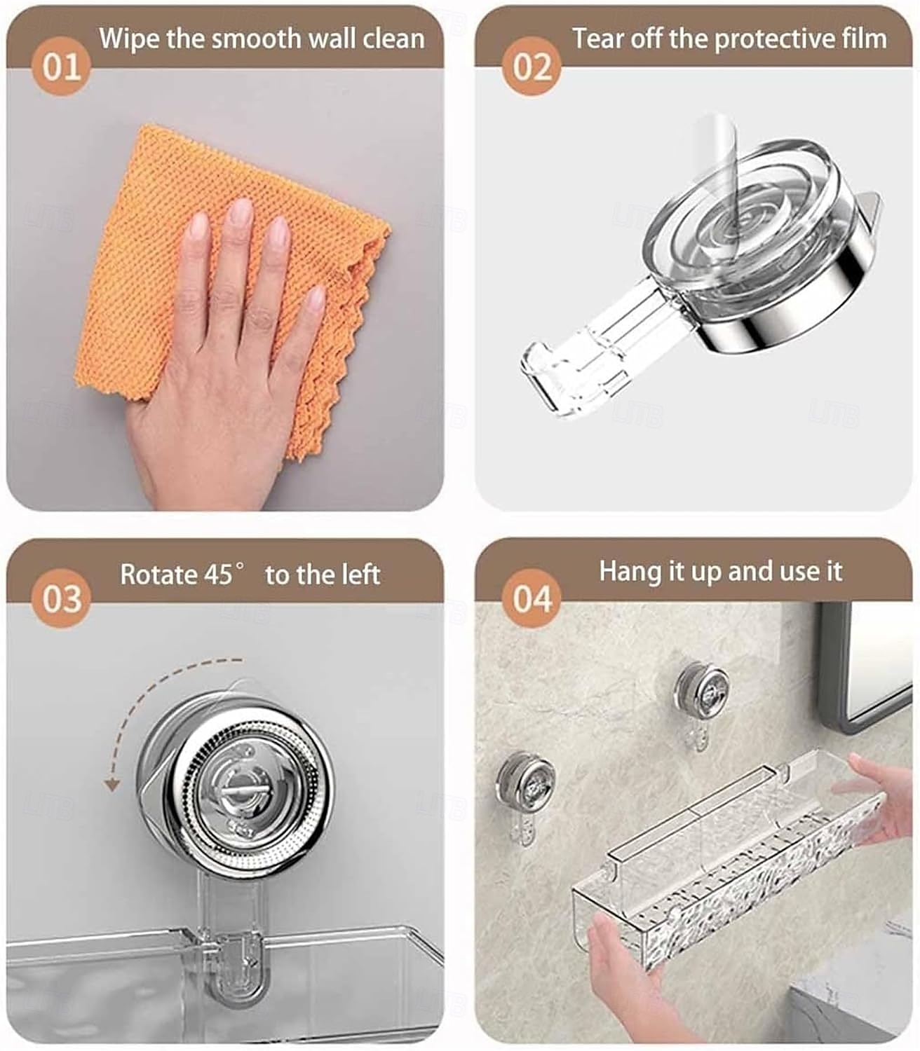 Suporte de armazenamento com ventosa ondulada, prateleira com ventosa com padrão de geleira leve, prateleira de armazenamento de cozinha sem furadeira, prateleira de armazenamento transparente montada de 2025 por $21.99 –P7