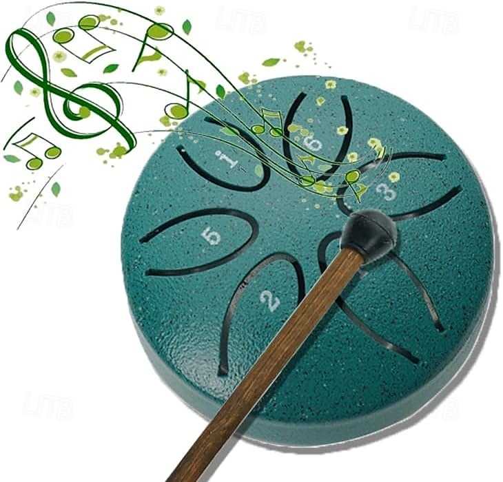 Tambor de chuva para jardim externo com protetores de dedos de 3 polegadas e 6 notas, tambor de língua de aço, mini tambor de mão à prova d'água com protetores de dedos, instrumento musical de de 2025 por $17.99 –P2