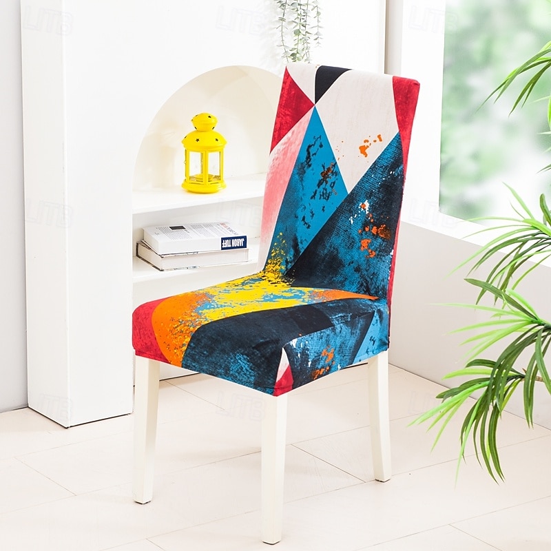 4/6 szt. elastycznych pokrowców na krzesła do jadalni, antypoślizgowych i modnych pokrowców na krzesła do jadalni, prostych geometrycznych nadruków, ochronnych pokrowców na krzesła do wystroju wnętrz, 2025 - $15.49 –P11