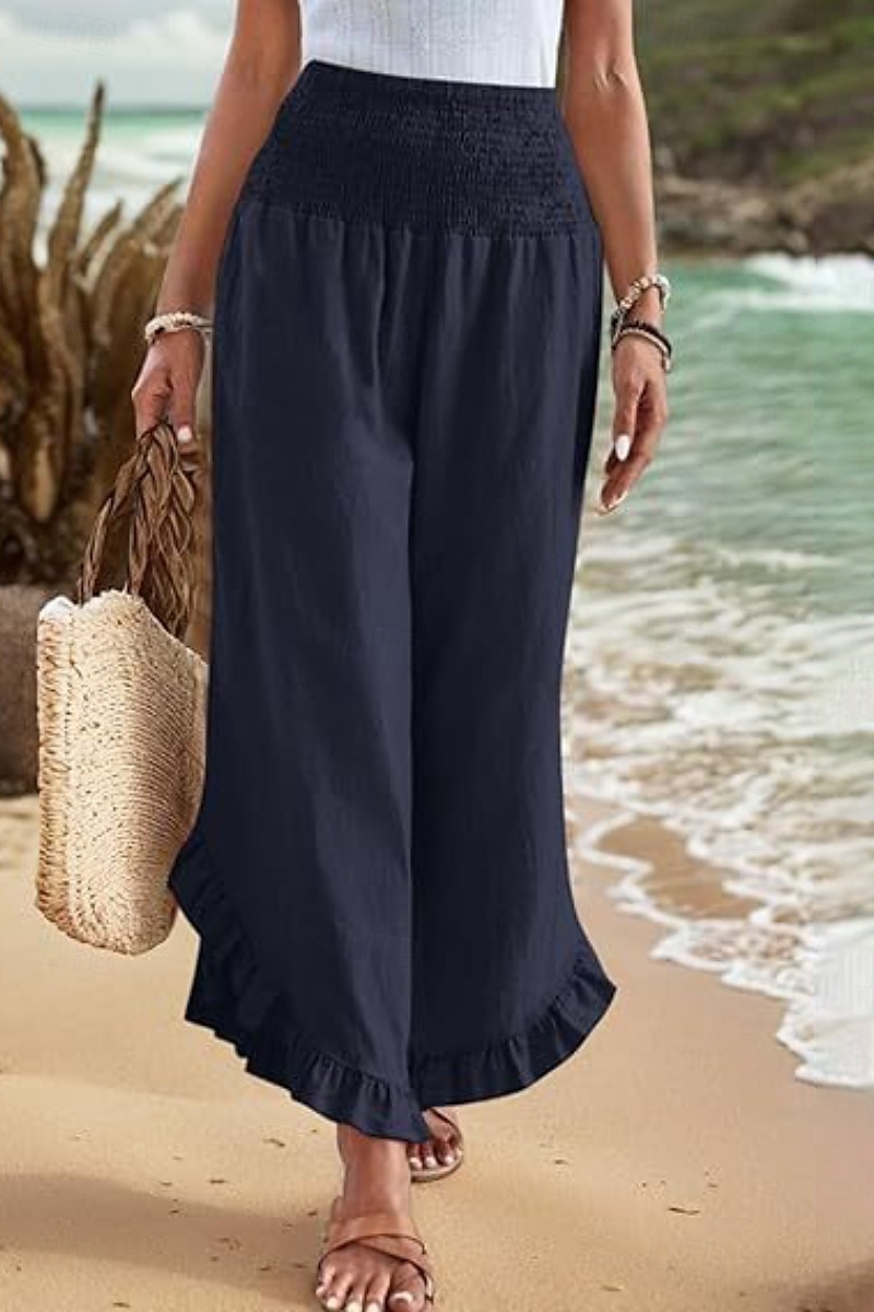 Per donna Pantaloni in cotone e lino Pantaloni Eleganti Moda Streetwear Lunghezza intera Naturale Semplice Volant Elastico in vita All'aperto Confortevole All'aperto Vacanza Uscire Rosso arancione del 2025 a $29.99 –P19