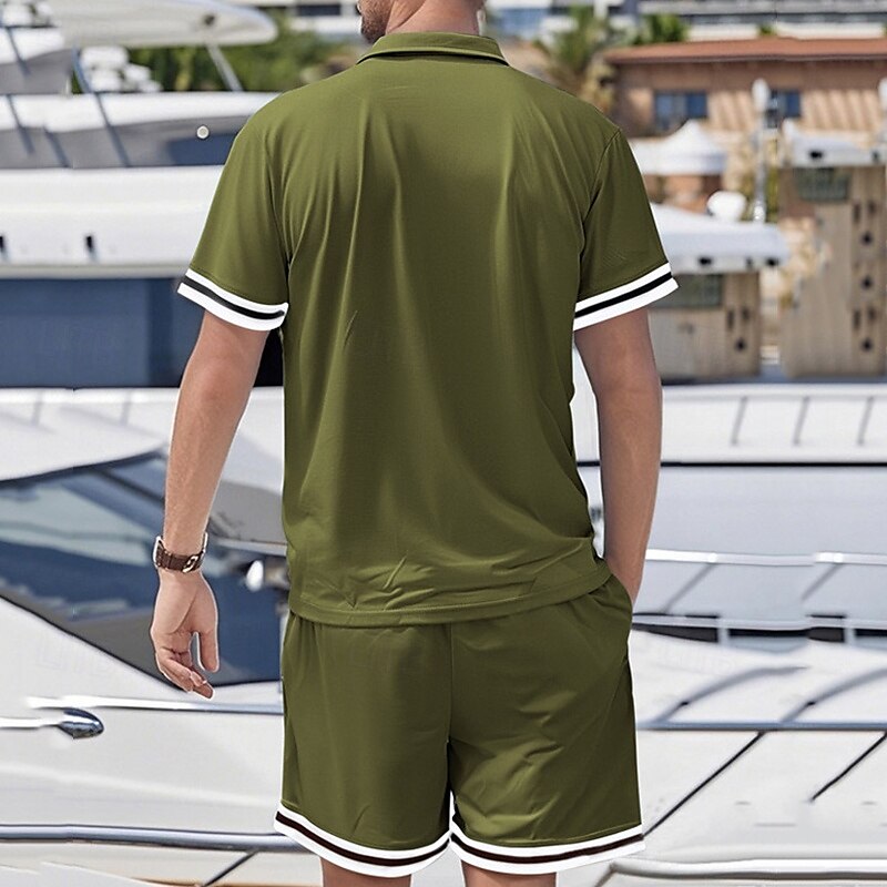Men's Golf Shirt Golf Polos Shirts Work Casual Lapel Short Sleeve Basic Modern Color Block Patchwork 2 Piece Summer Regular Fit Black White Navy Blue Dark Green Khaki Light Grey Golf Shirt 2025 - $23.99 –P15