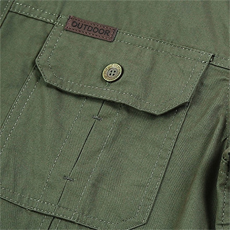 Men's Shirt Summer Shirt Casual Shirt Button Up Shirt Cargo Shirt Denim Blue Black Yellow Deep Blue khaki Short Sleeves Plain Shirt Collar Vacation Hawaiian Pocket Clothing Apparel 100% Cotton 2025 - $27.99 –P5