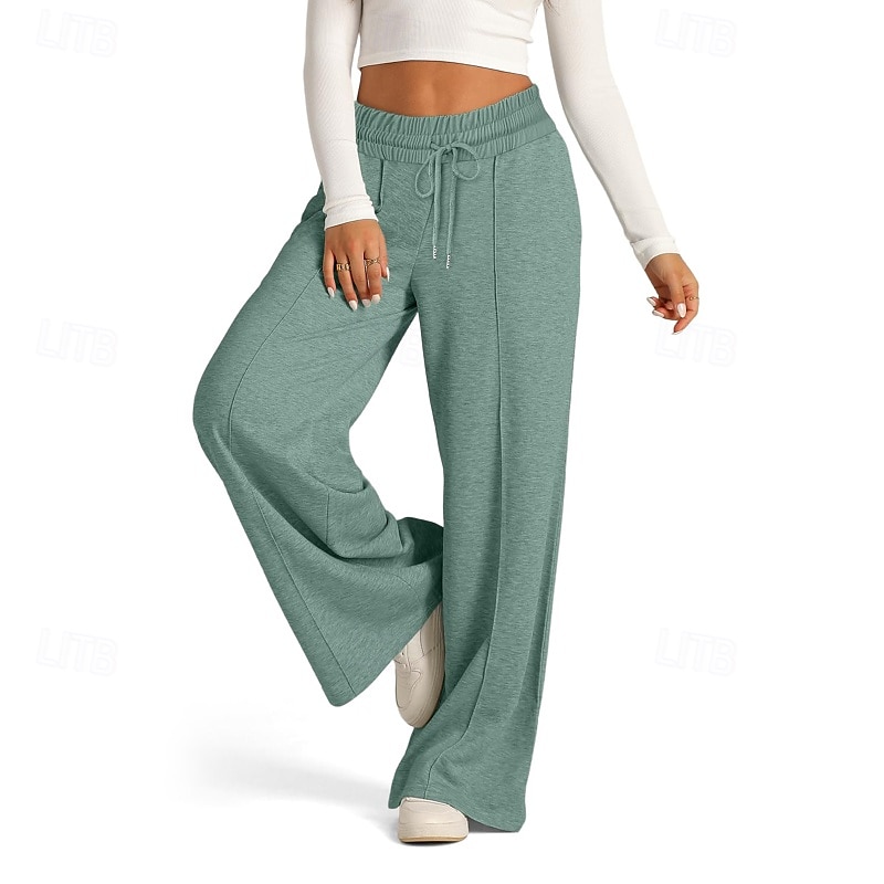 Dam Trosor Byxor Streetwear Ledigt Fullängd Naturlig Slät Ficka Elastisk dragsko-design Bekväm Utomhus Gata Utekväll Magenta Aprikos Mörkbrun Svart Sommar Normal 2025 - $19.99 –P6