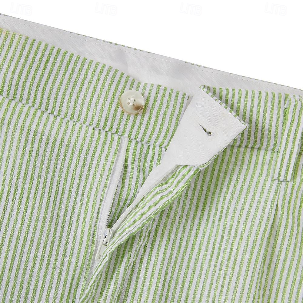 Pour des hommes Mariage à la plage Costumes Champagne Bleu Ciel Léger Rayé Coupe Standard 2 pièces Simple Boutonnage Deux Boutons de 2025 ? $115.99 –P5