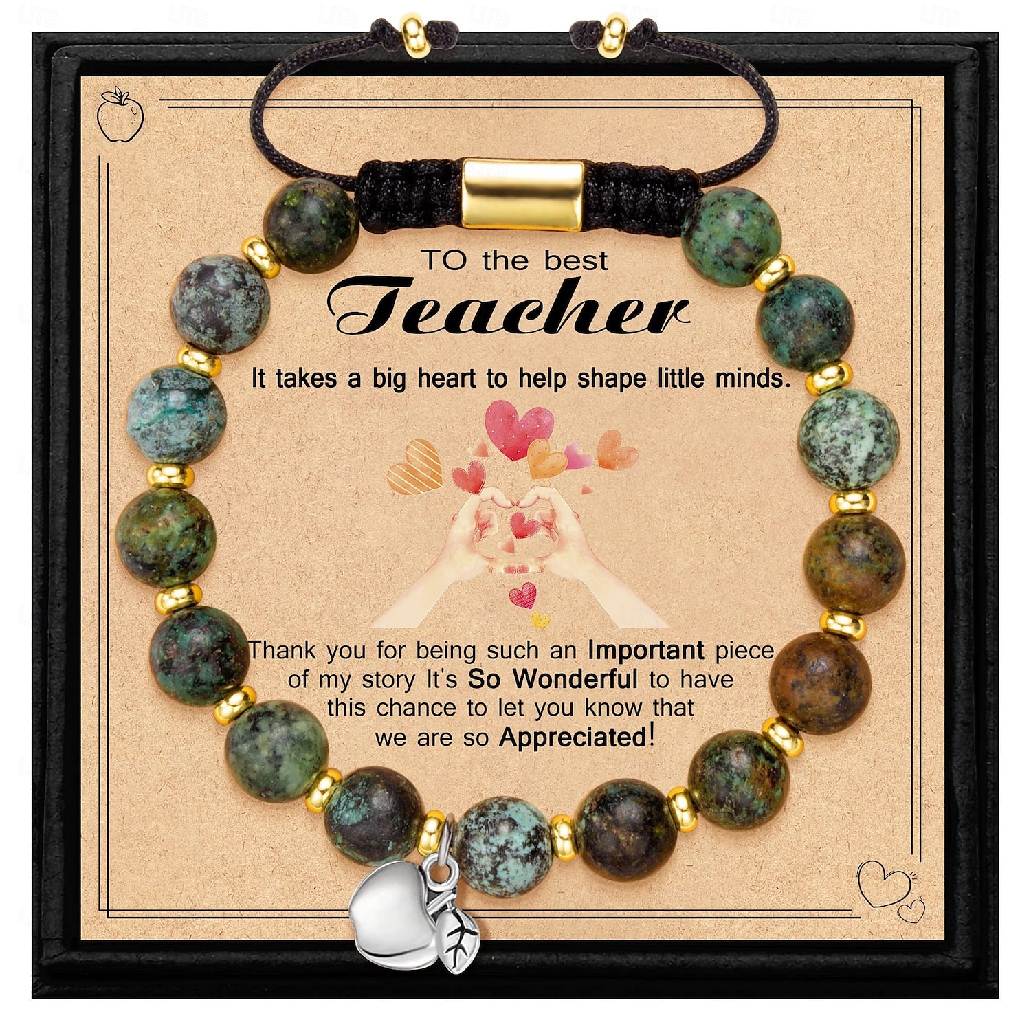 Pulseira de agradecimento ao professor, linda pulseira de argila ploymer feita à mão, amor, ensino, inspiração, carta, pulseira elástica com contas para mulheres, joias de volta às aulas, presente de de 2025 por $12.99 –P2