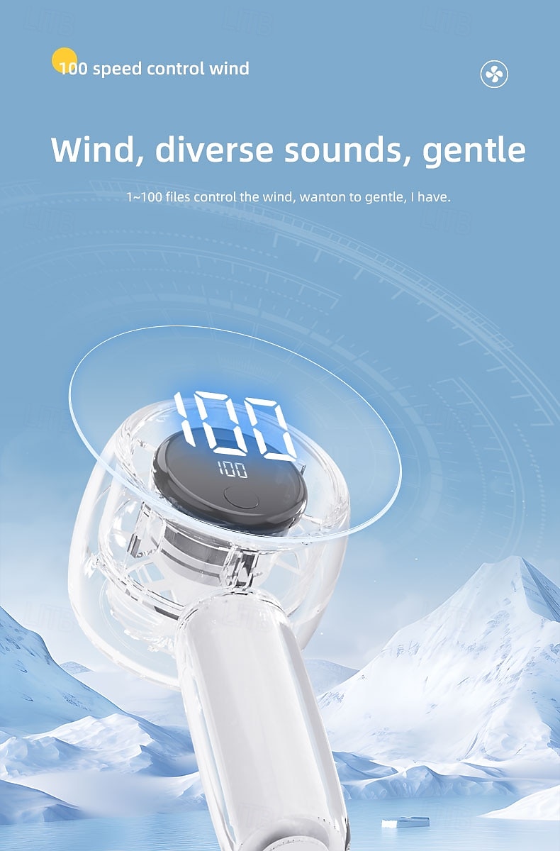 Foldable Desktop & Handheld Portable Cooling Fan Crystal Clear Transparent Mini Fan 100-Speed LED Digital Display 2025 - $25.99 –P4
