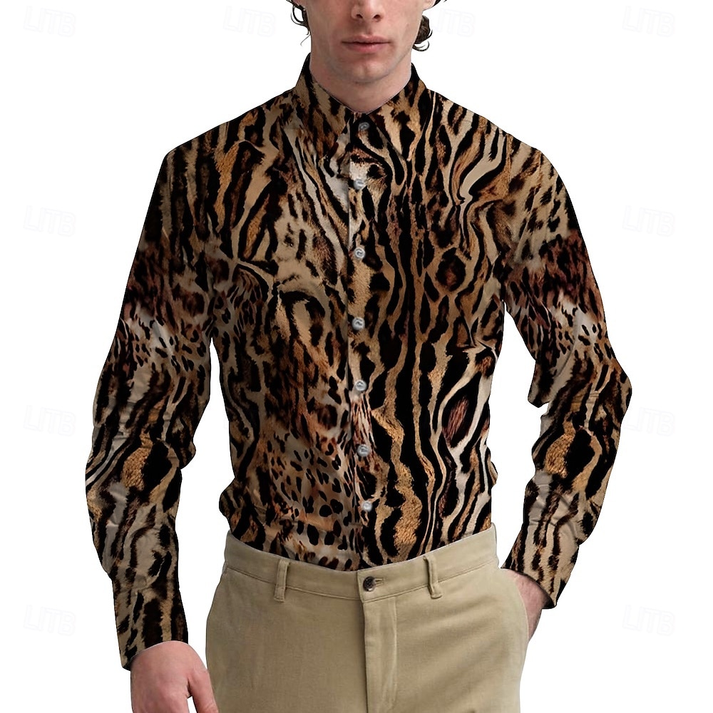 Retro Vintage 1970er Hemd Aloha-Hemd Hippie Leopard Herren Maskerade Party Alltagskleidung Pride Parade Erwachsene Hemd 2025 - $28.99 –P1