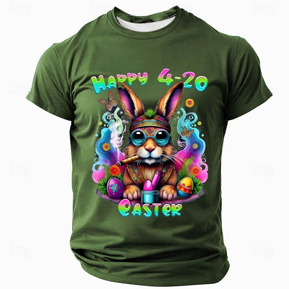 Easter Men's Cartoon Rabbit Funny Slang T Shirt Short Sleeve T shirt 3D Print Crew Neck Shirt Fashion Daily Casual Street Casual Daily Black Blue Green Summer Spring Clothing Apparel S M L XL XXL XXXL 2026 - $19.49 –P3
