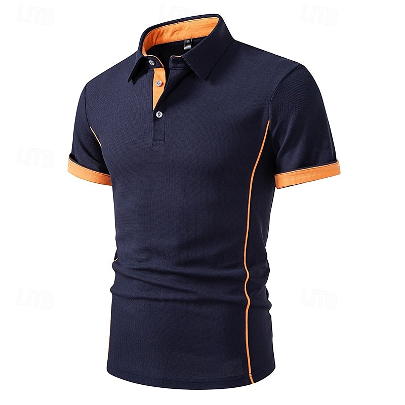 Per uomo Magliette Polo a Nido d'Ape Maglia da golf Lavoro Casuale Bavero Manica Corta Essenziale Moderno Blocco di colori Patchwork Bottoni Estate Vestibilità regolare Nero Bianco Blu marino Verde del 2025 a $18.99 –P12