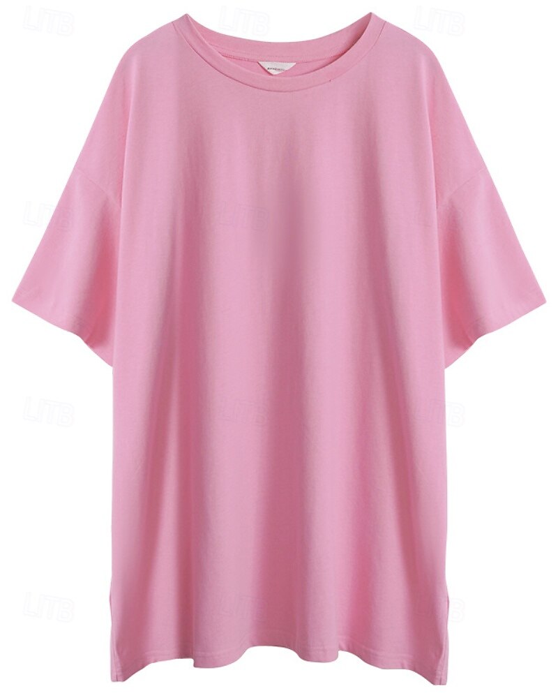 Femmes Chemise en lin Chemisier Uni Occasionnel Manche Courte Col ras du cou Hauts Réguliers Quotidien Fête Sortir Noir Jaune Rose Claire Abricot Été de 2025 ? $30.99 –P12