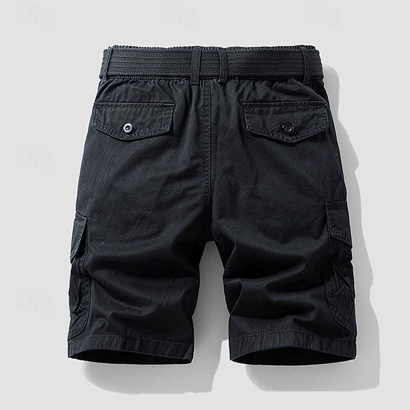 Homens Bermuda Cargo Calção Shorts de verão Cintura elástica Bolso multi Bolso com aba Tecido Conforto Vestível Comprimento do joelho Ao ar livre Esporte Diário Moda Casual Preto Azul de 2025 por $30.99 –P10