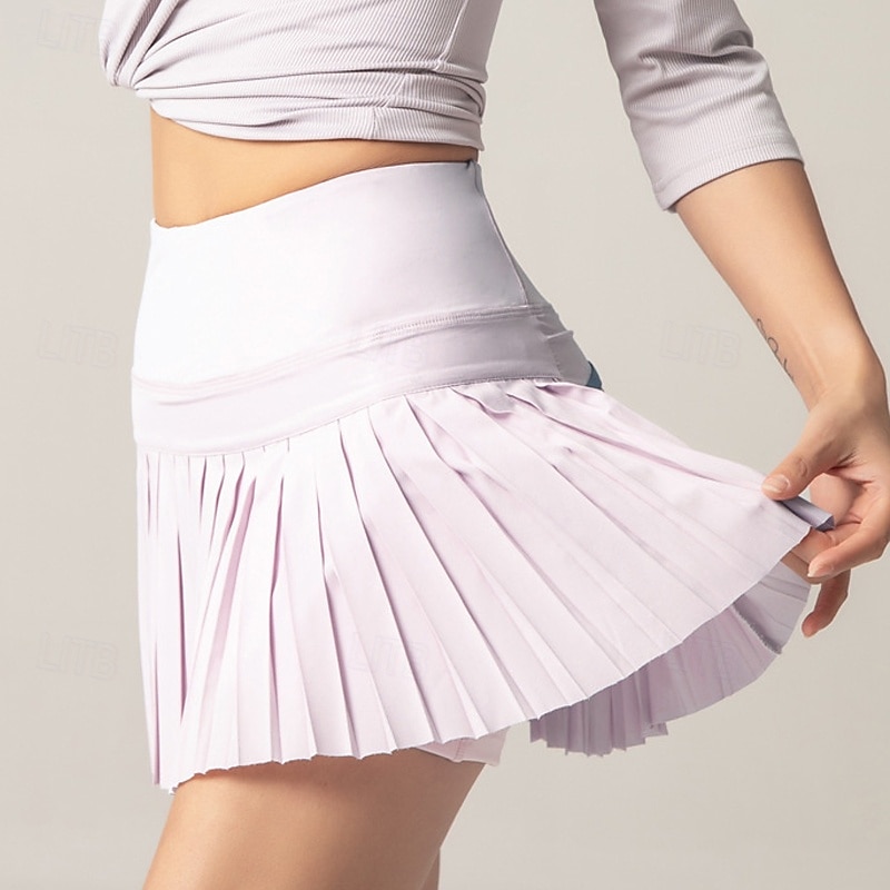 Γυναικεία Μονόχρωμο Casual φούστα Φούστες τένις με σορτς Πλισέ Γρήγορο Στέγνωμα Τέννις Γκολφ Μπάντμιντον Ελλειψη Ανοικτό Κίτρινο Μαύρο Λευκό Ρούχα τένις 2026 - $26.99 –P8