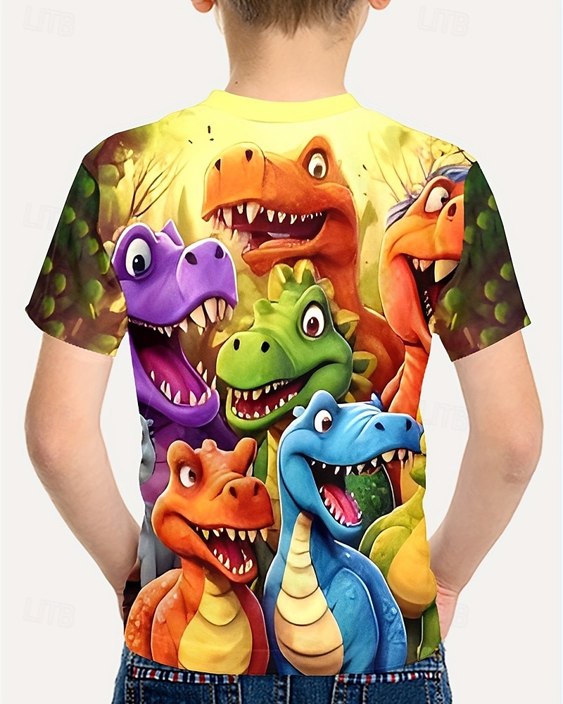 Jungen 3D Dinosaurier T-Shirt Kurzarm Sommer Frühling Mode Basic Kinder 4-12 Jahre Rundhalsausschnitt Outdoor Lässig Täglich Normale Passform 2025 - $14.49 –P2