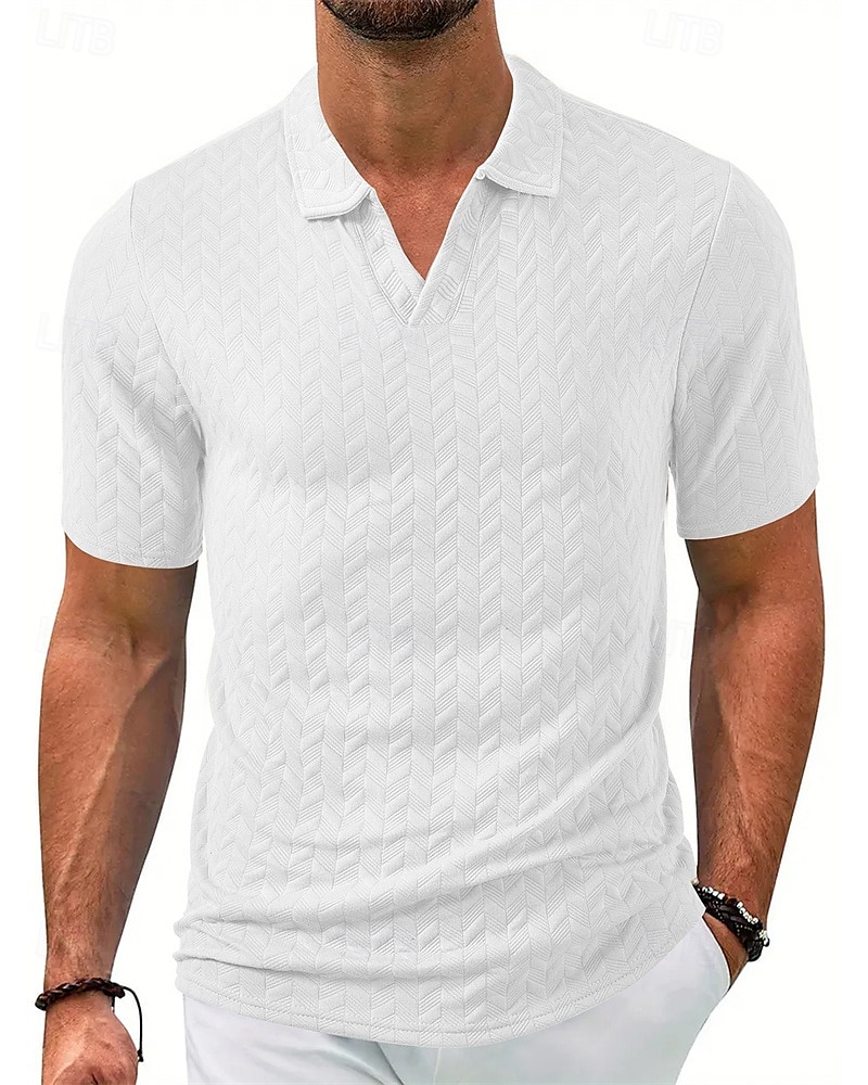 Men's Golf Shirt Golf Polos Shirts Work Casual Lapel Short Sleeve Basic Modern Plain Jacquard Summer Regular Fit Black White Blue Khaki Golf Shirt 2025 - $17.99 –P11
