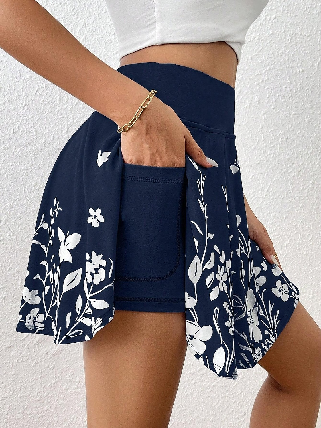 Fustă scurtă pentru femei culotte modă subțire casual fuste mini cu talie înaltă grafic floral elastică zilnică roz albastru închis albastru cer gri vară poliester 2025 - $19.99 –P1
