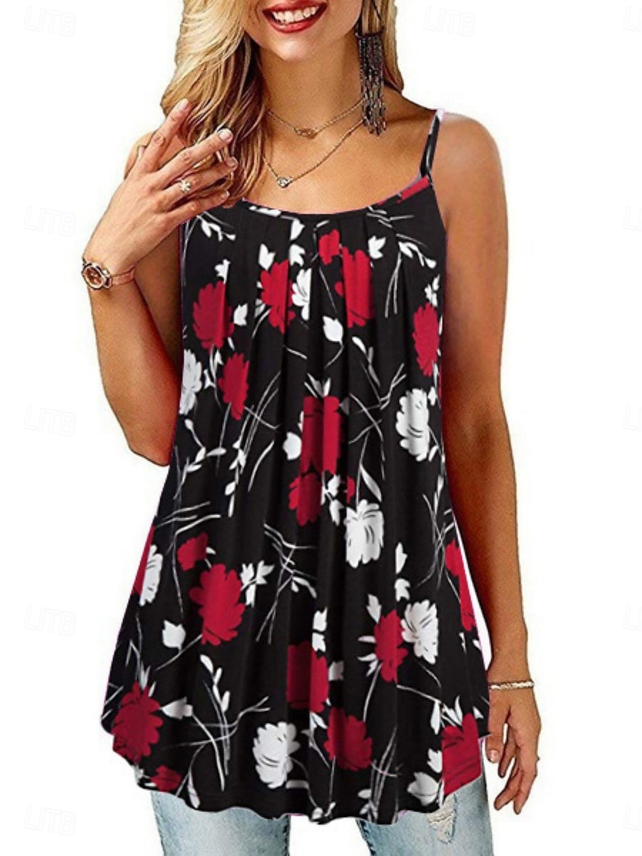 Női Camisole Tank Top Csíkos Napi Alkalmi Ujjatlan Pántos Normál felsők Napi Nyomtatott Fekete Arcpír rózsaszín Sötétkék Medence Nyár 2025 - $13.99 –P4